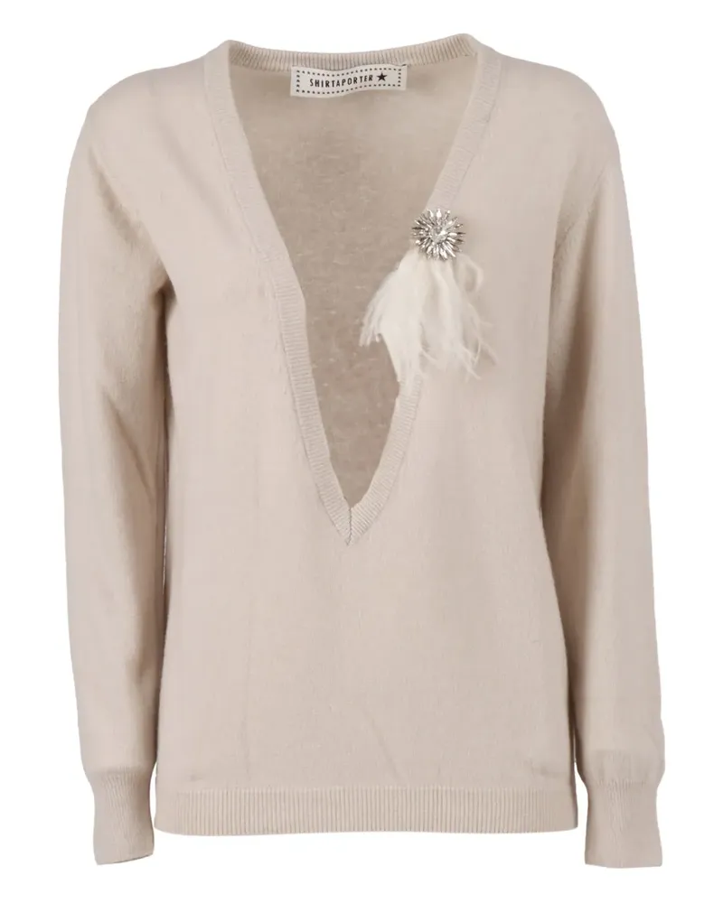 SHIRTAPORTER Oberteil mit Kristallverzierung - Nude Nude