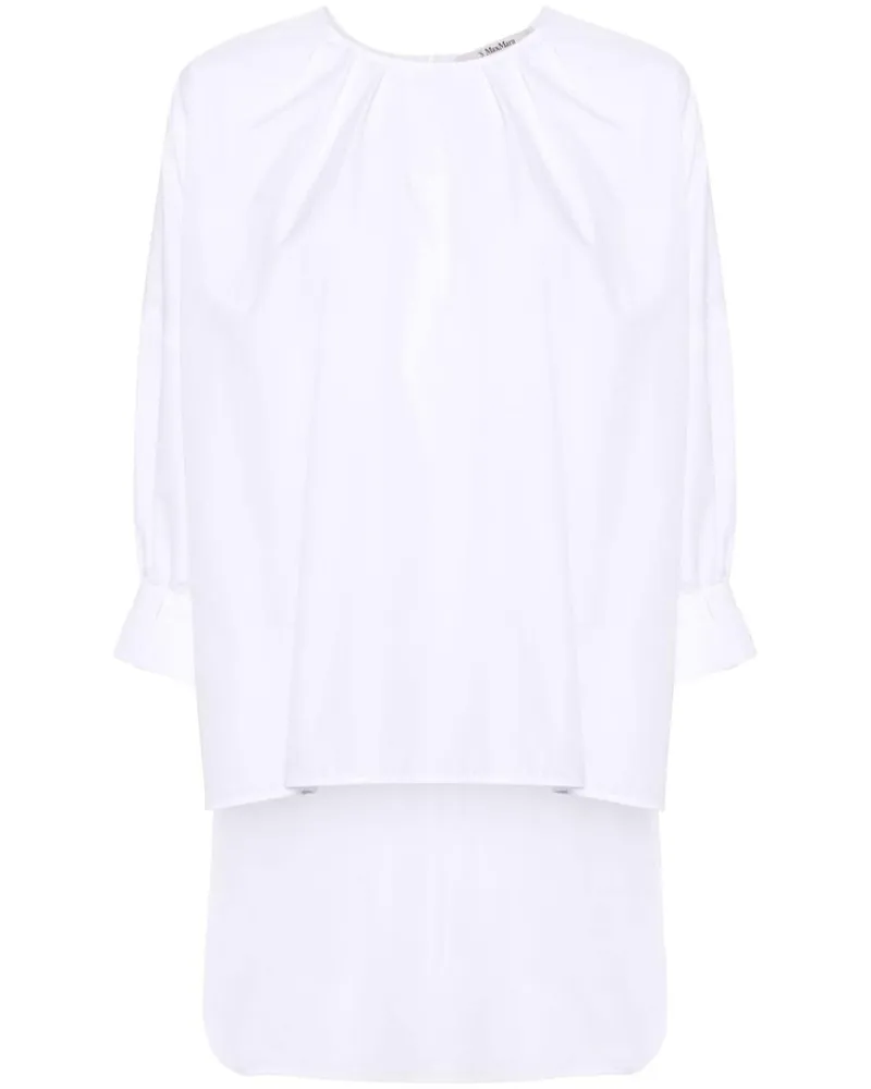Max Mara Bluse mit rundem Ausschnitt - Weiß Weiß