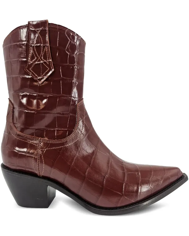 MADISON.MAISON Spitze Stiefel mit Kroko-Prägung - Braun Braun