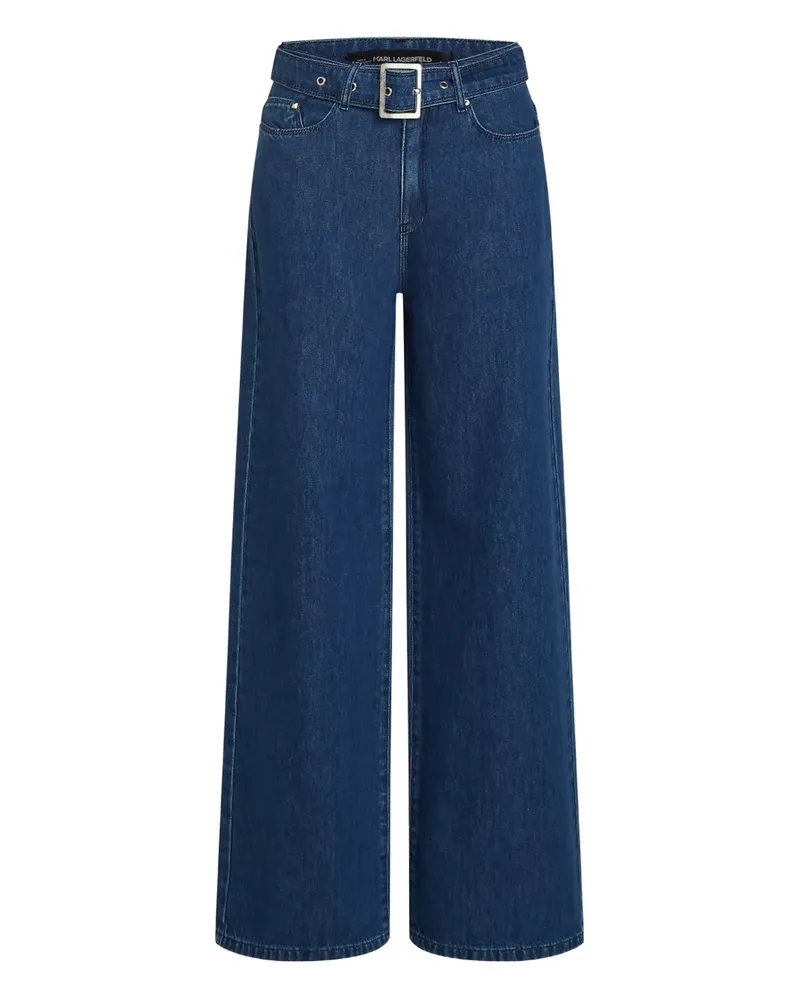 Karl Lagerfeld Wide-Leg-Hose mit Gürtel - Blau Blau