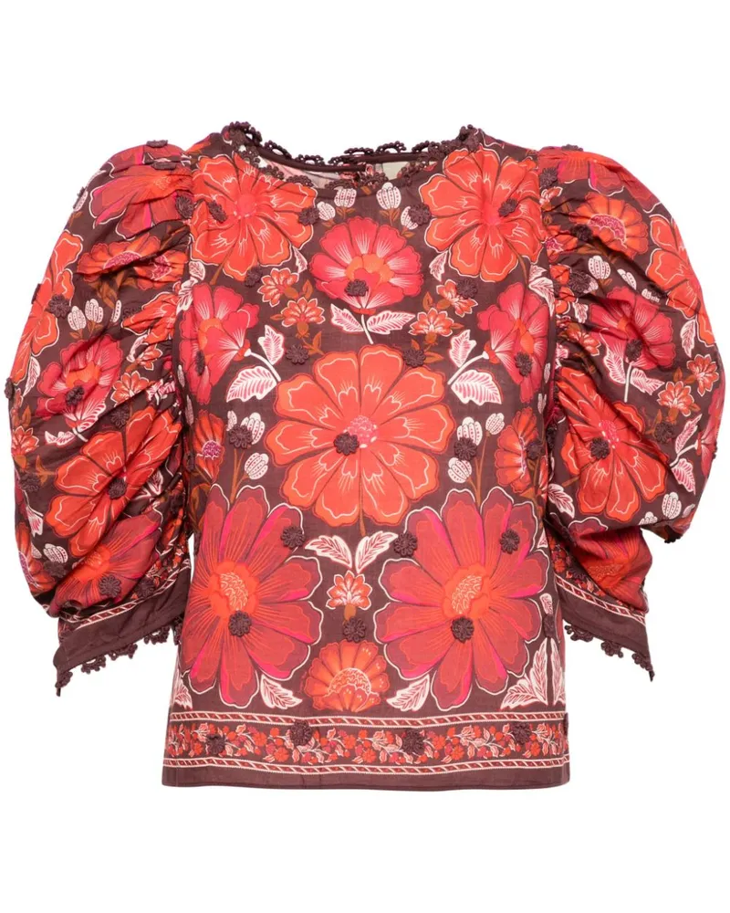FARM Rio Gigi Tapestry-Bluse - Rot Rot