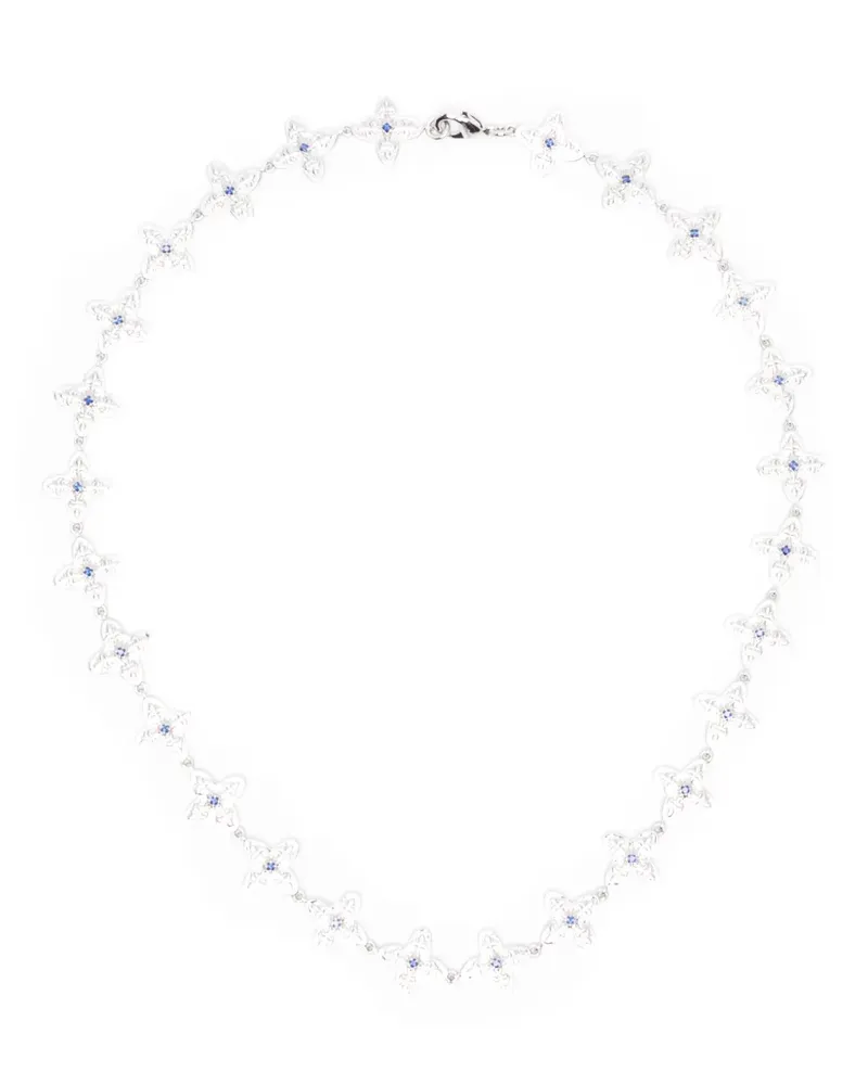 DARKAI ghotic clover flower necklace - Silber Silber