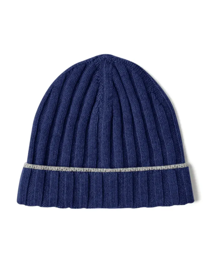 Brunello Cucinelli Gerippte Kaschmirbeanie - Blau Blau