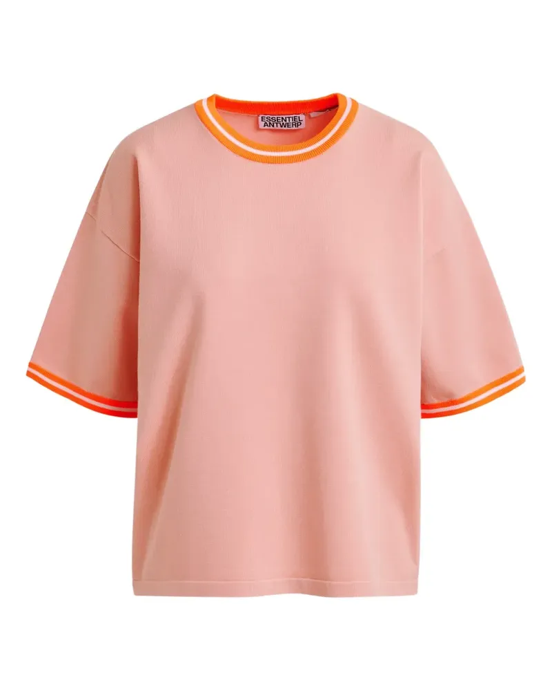 Essentiel contrast-trim T-shirt - Orange Orange