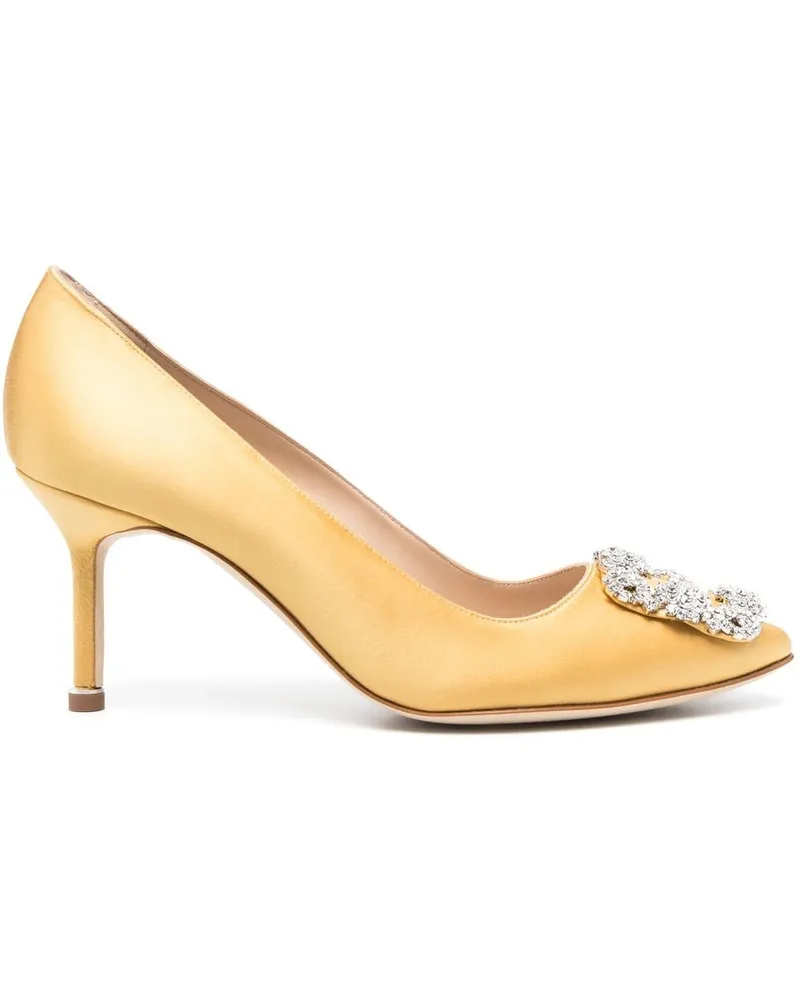 Manolo Blahnik Hangisi Pumps mit Kristallen 70mm - Gelb Gelb