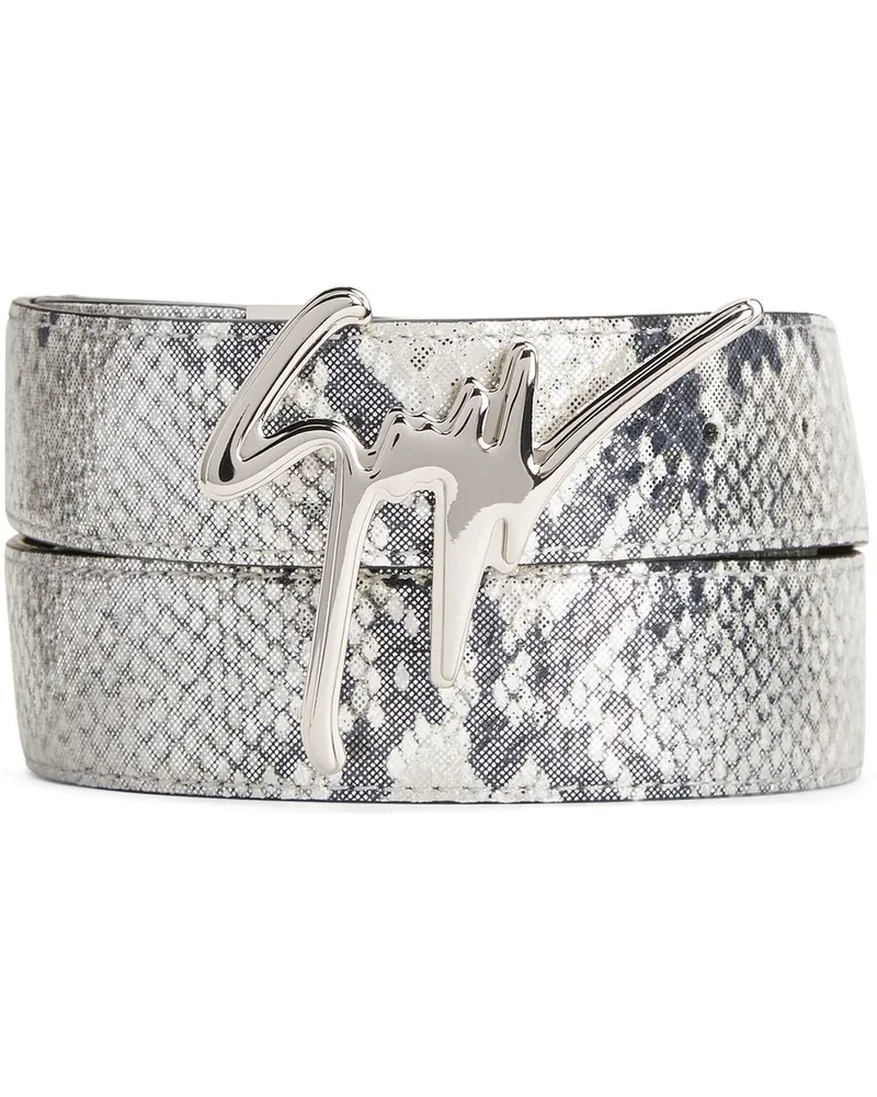Giuseppe Zanotti Gürtel mit Schlangen-Effekt - Grau Grau