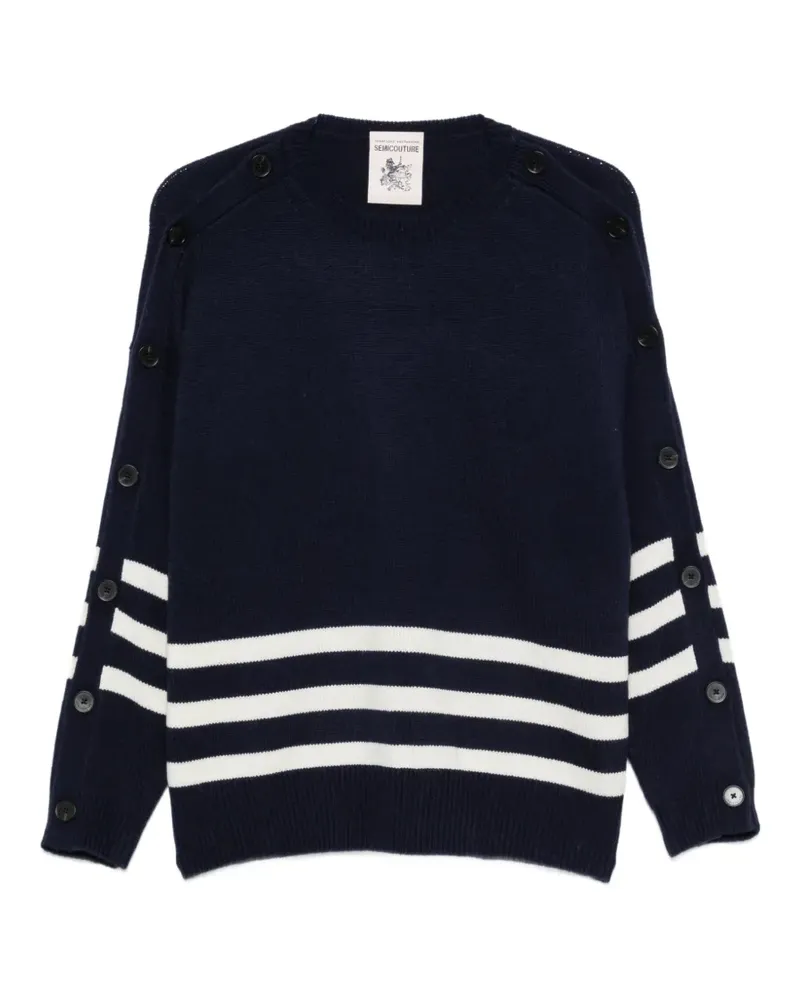 Semicouture button-detail striped sweater - Blau Blau