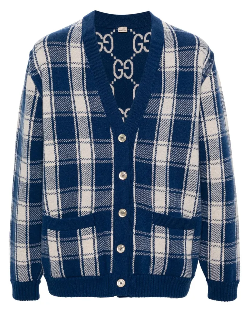 Gucci Wendbarer Cardigan mit Karomuster - Blau Blau