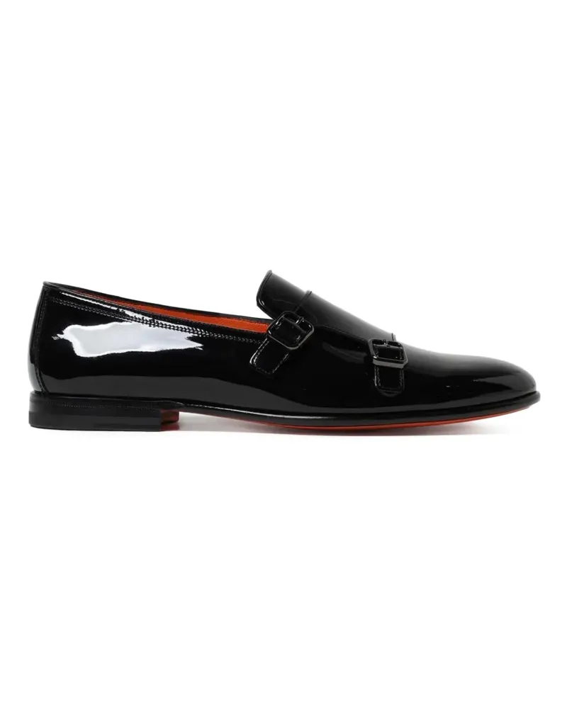 Santoni double-strap patent-leather loafers - Schwarz Schwarz