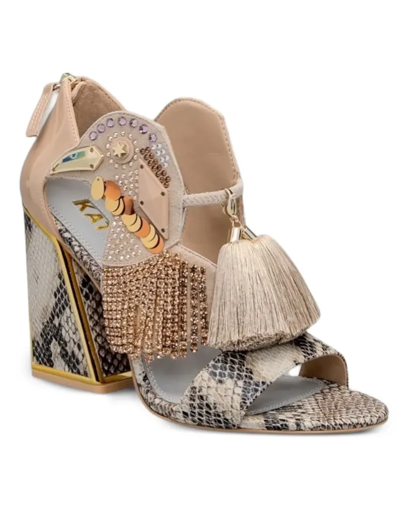 Kat Maconie Verzierte Sandalen mit Schlangen-Effekt - Nude Nude
