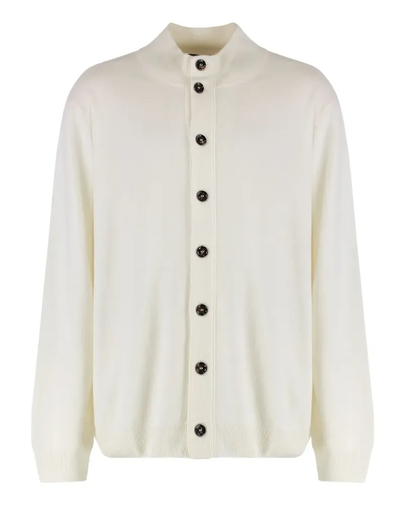 MOORER Gerippter Cardigan mit Knöpfen - Weiß Weiß