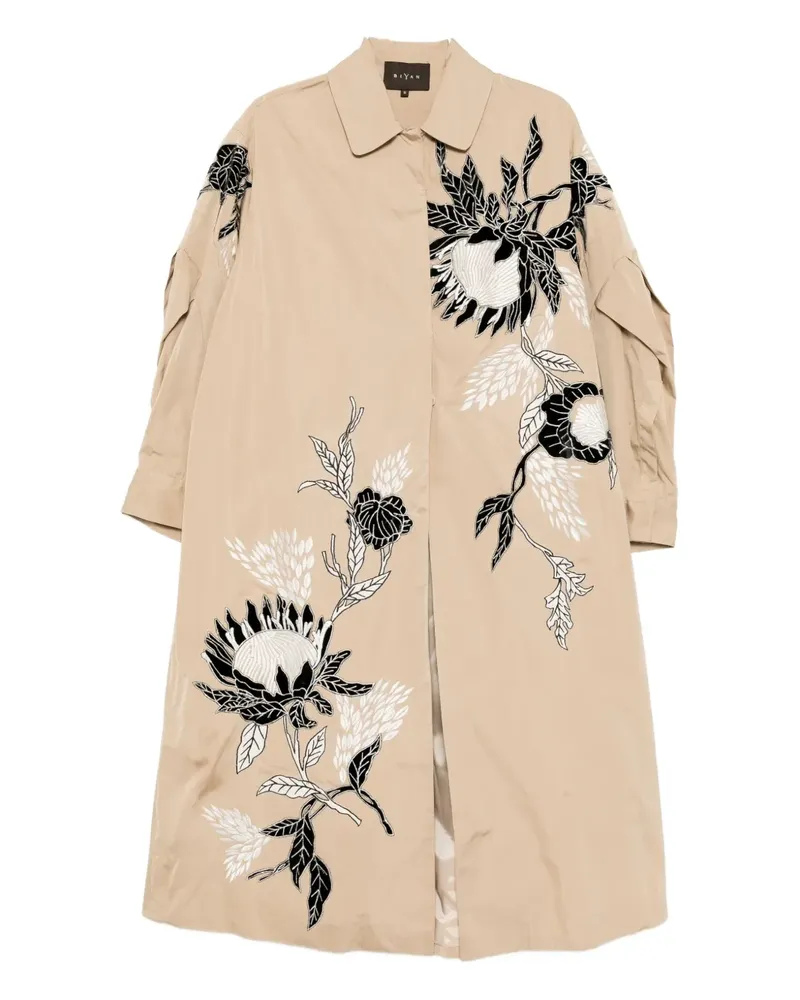 Biyan Mantel mit Blumen-Stickerei - Nude Nude