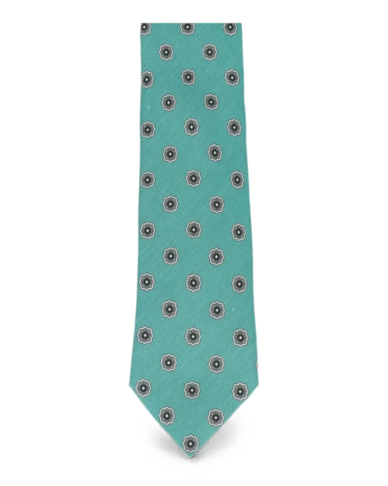 Isaia 7 Fold floral-pattern tie - Blau Blau