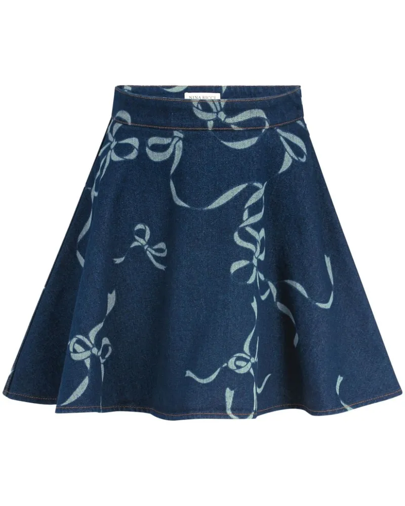 Nina Ricci Rock mit Schleifen-Print Blau