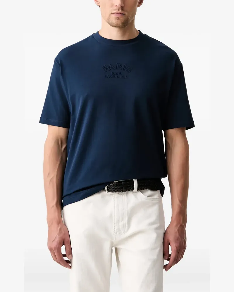 Karl Lagerfeld embossed logo T-shirt - Blau Blau