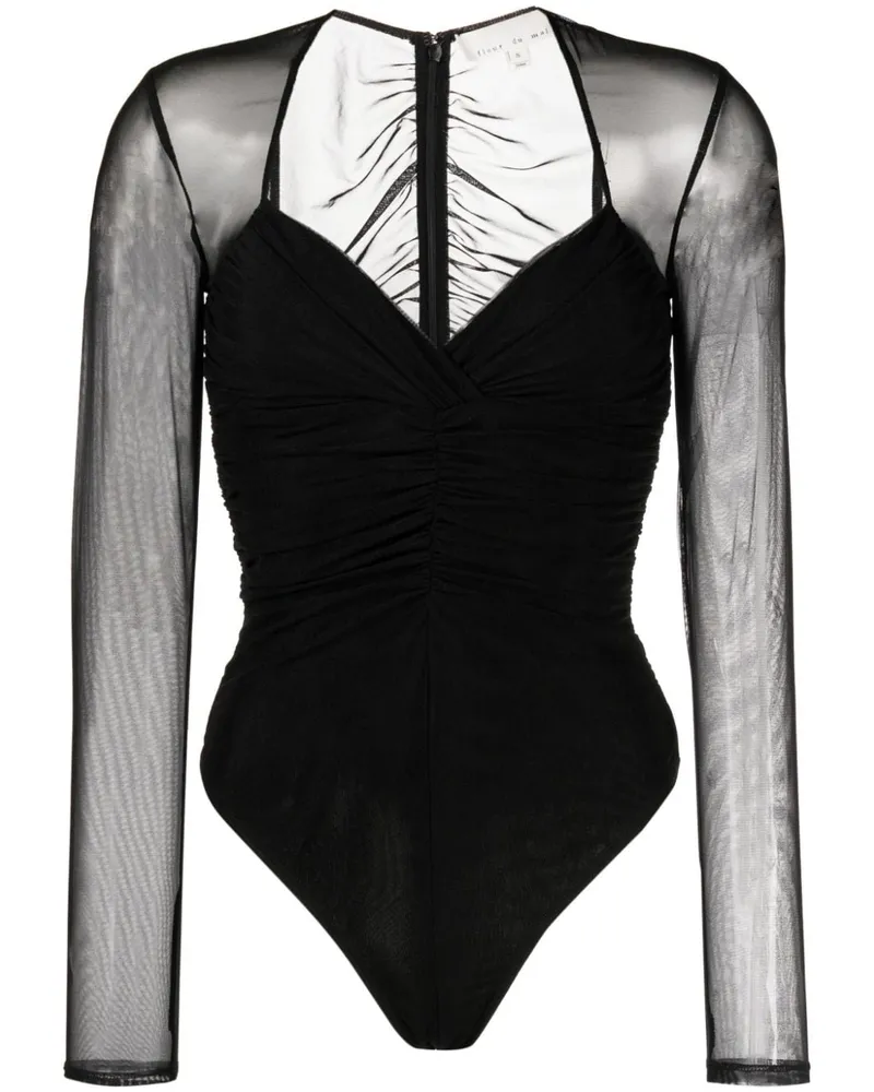 Fleur Du Mal Langärmeliger Body - Schwarz Schwarz