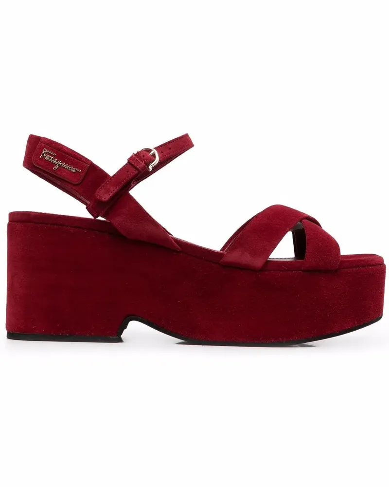 Ferragamo Riemchensandalen mit Blockabsatz - Rot Rot