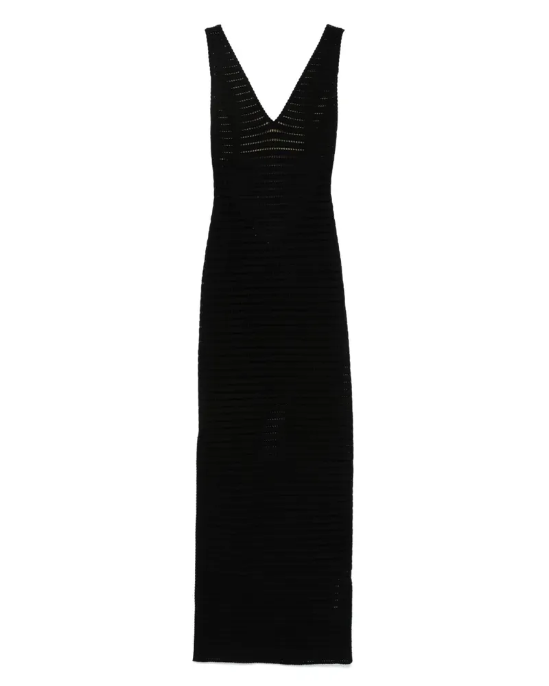 Elisabetta Franchi Maxikleid in Lochstrick - Schwarz Schwarz