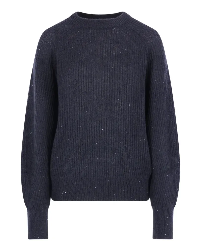 Brunello Cucinelli Gerippter Strickpullover mit Pailletten - Blau Blau