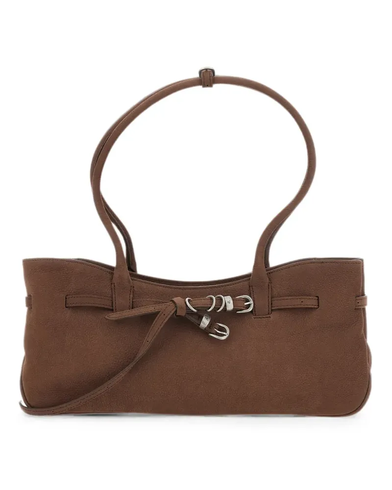 Marge Sherwood buckle-detail nubuck shoulder bag - Braun Braun