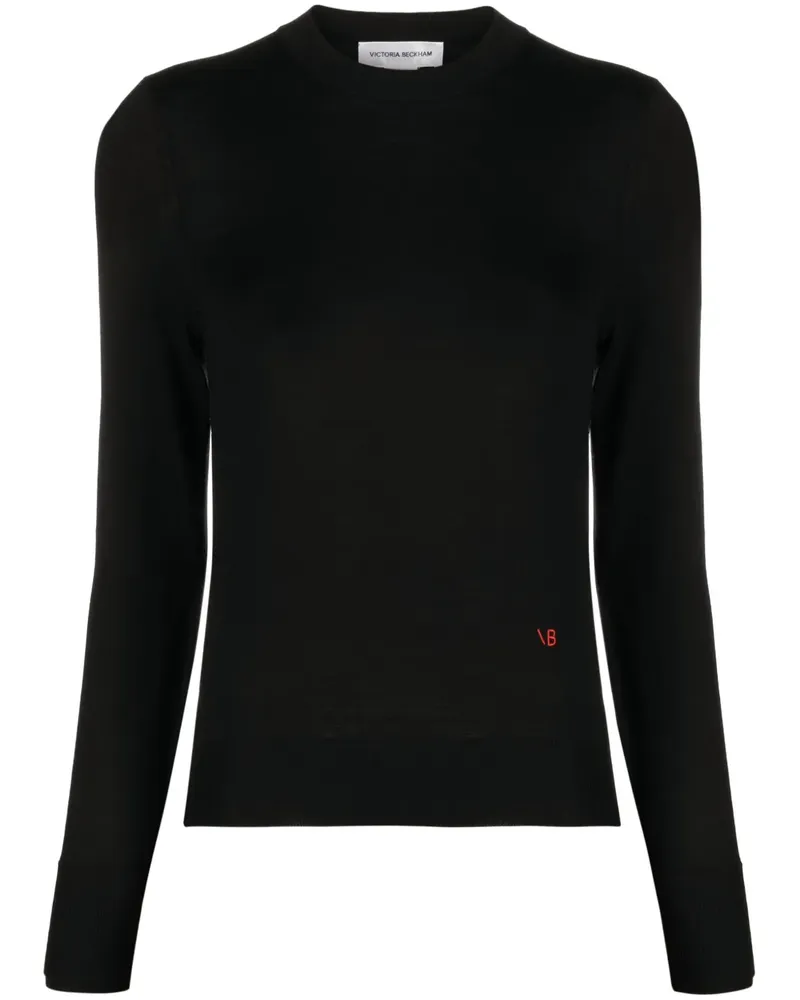 Victoria Beckham Merinopullover mit Logo-Stickerei - Schwarz Schwarz
