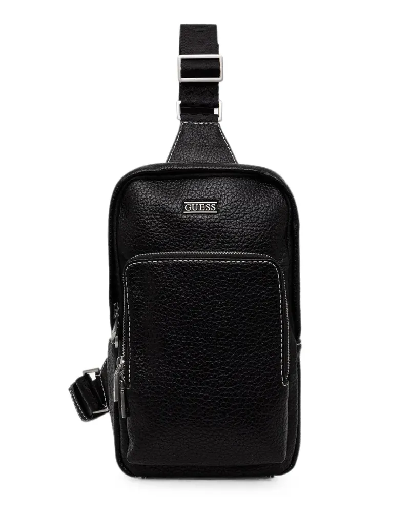 Guess Boston pebbled contrast-stitch backpack - Schwarz Schwarz