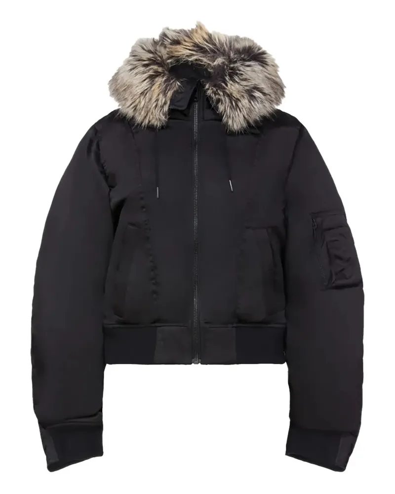 adidas faux fur-trimmed bomber jacket - Schwarz Schwarz