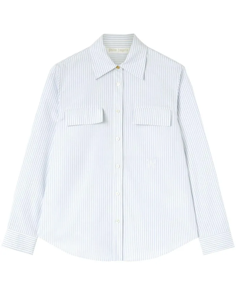 Palm Angels Gestreiftes Hemd mit Monogramm - Blau Blau