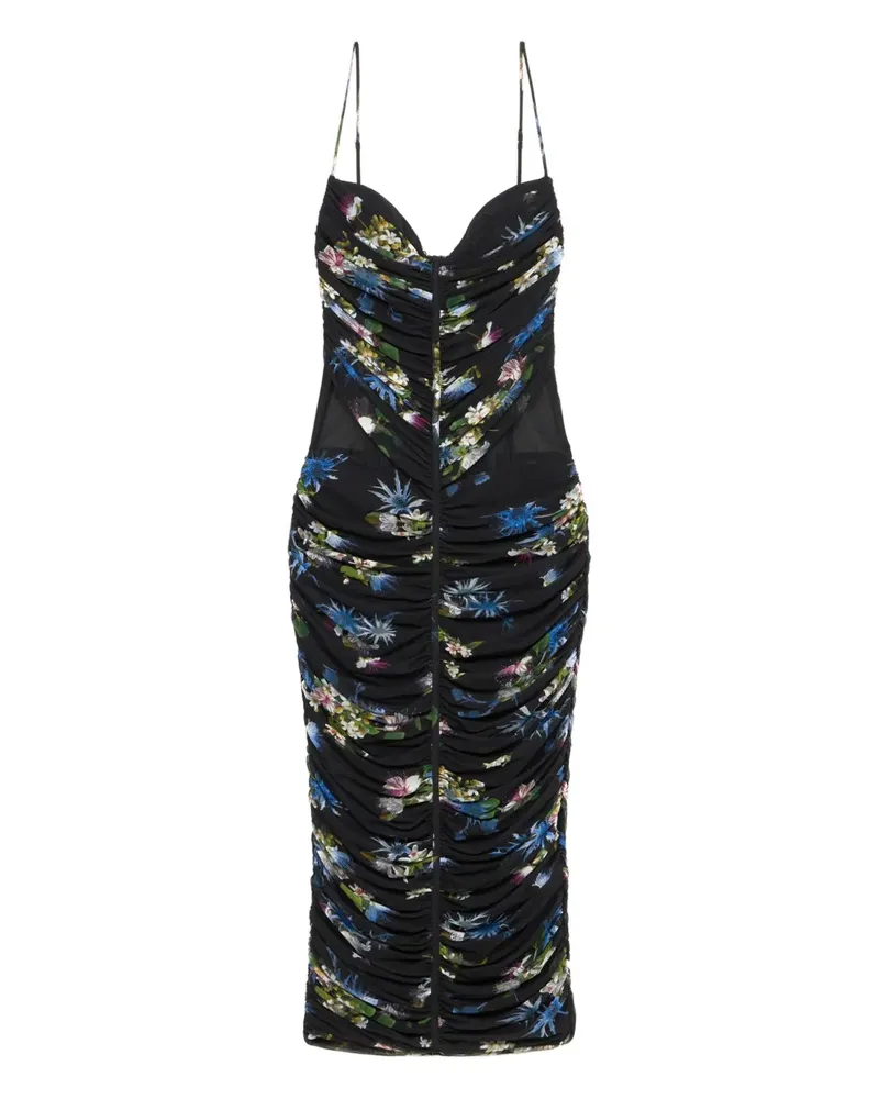 Blumarine Midikleid mit Blumen-Print - Schwarz Schwarz