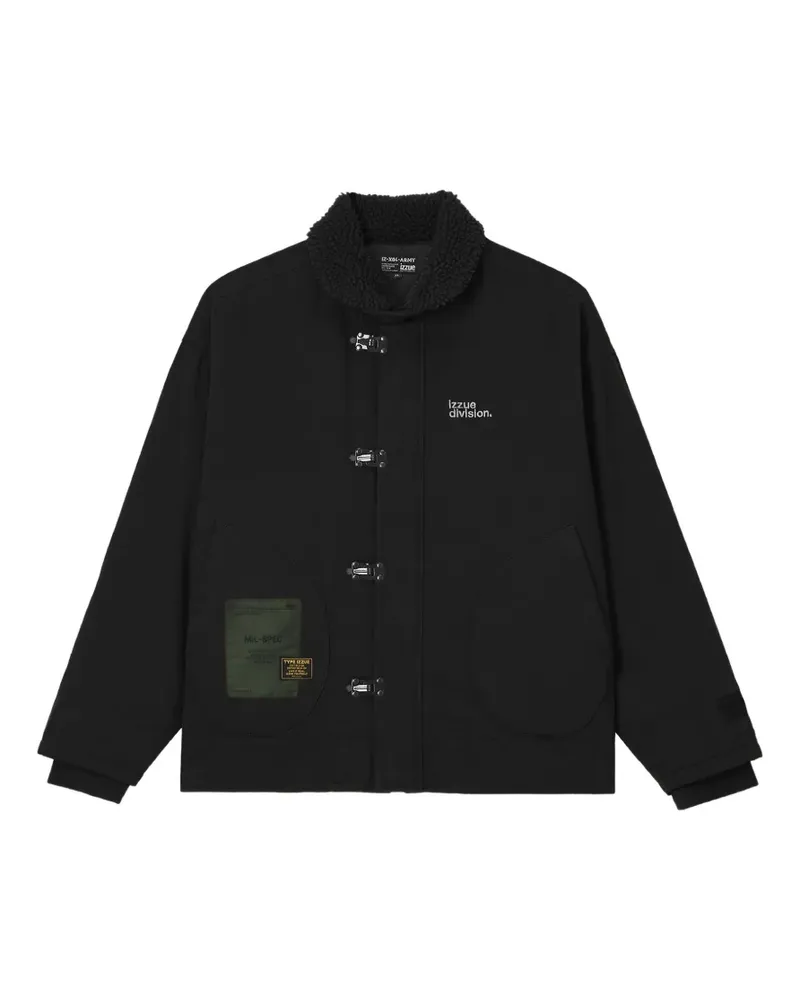 Izzue Jacke mit Fleecekragen und Clipverschluss - Schwarz Schwarz
