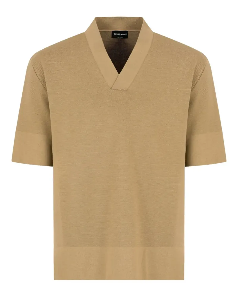 Giorgio Armani V-neck knitted T-shirt - Nude Nude