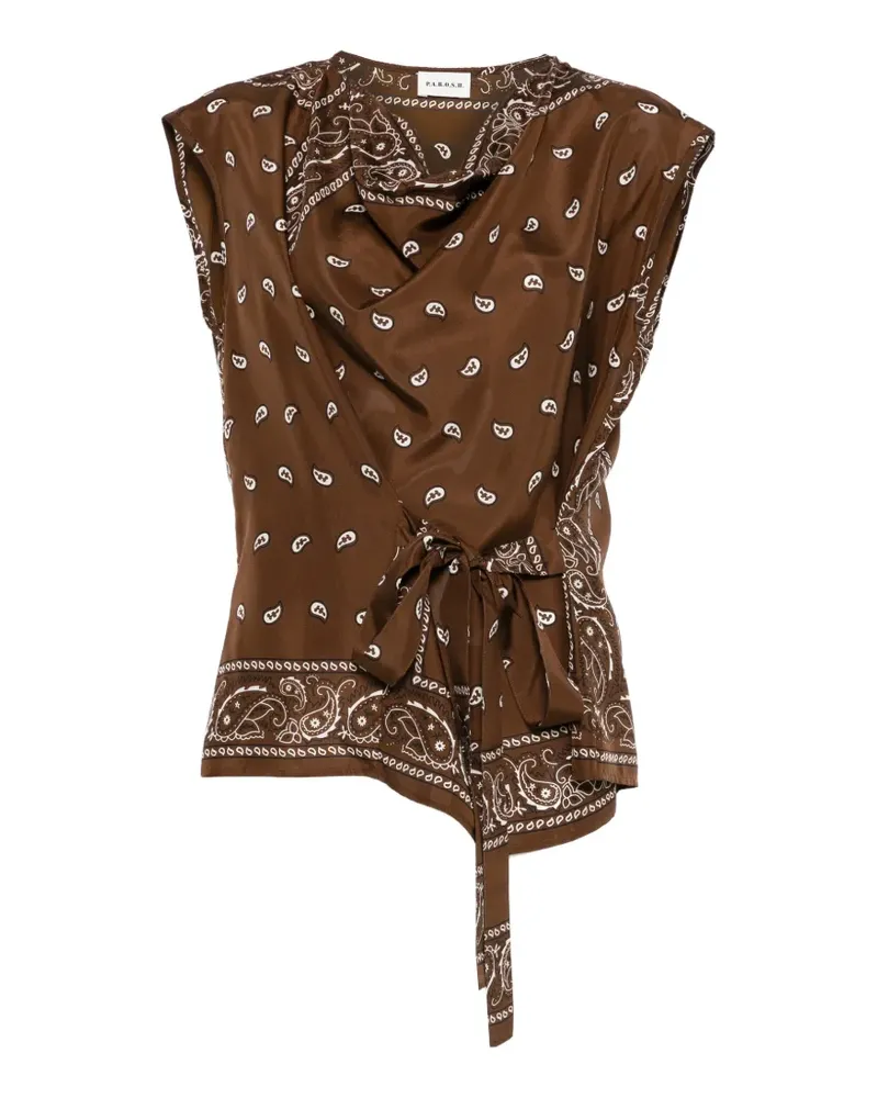 P.A.R.O.S.H. P.A.R.O H. Bluse mit Bandana-Print - Braun Braun