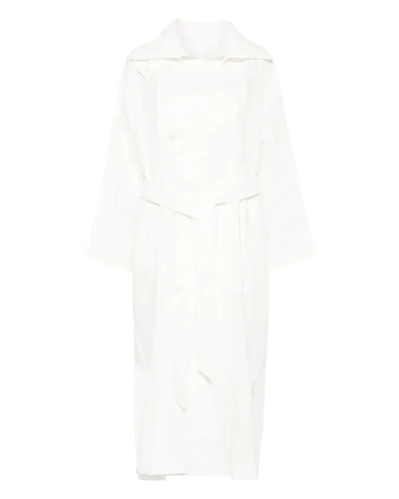 Issey Miyake Hempen Mantel - Weiß Weiß