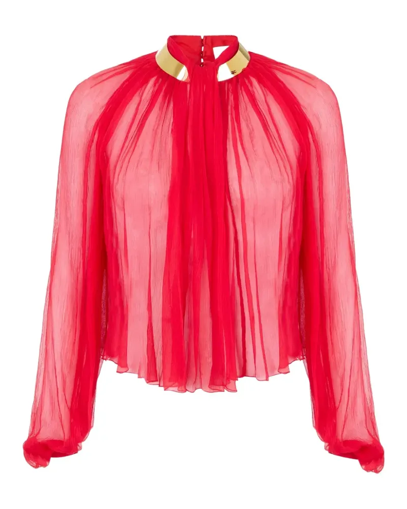 Elisabetta Franchi blouse in crepon fabric with jewel collar - Rot Rot