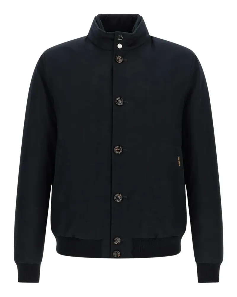 MOORER ribbed-trim button-up jacket - Blau Blau