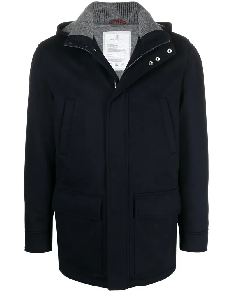 Brunello Cucinelli Einreihiger Kaschmirmantel - Blau Blau