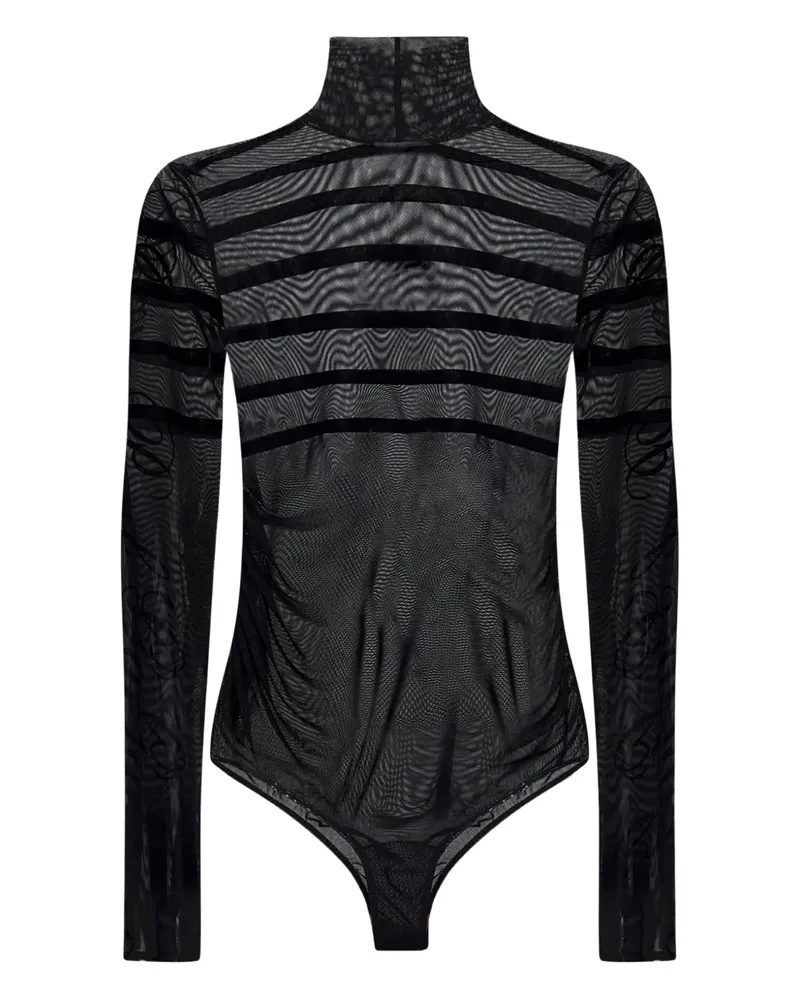 Jean Paul Gaultier Gestreifter Mesh-Body - Schwarz Schwarz