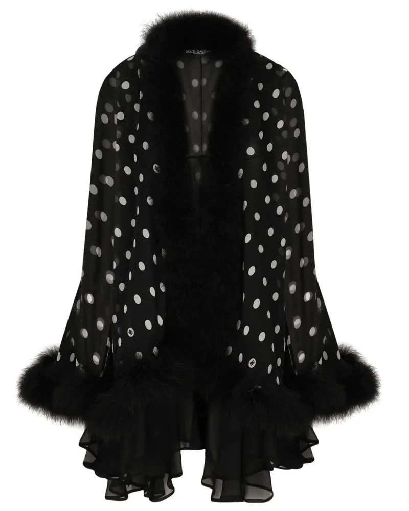 Dolce & Gabbana Cape aus Seide mit Polka Dots - Schwarz Schwarz