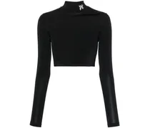 Cropped-Oberteil mit Logo-Stickerei - Schwarz