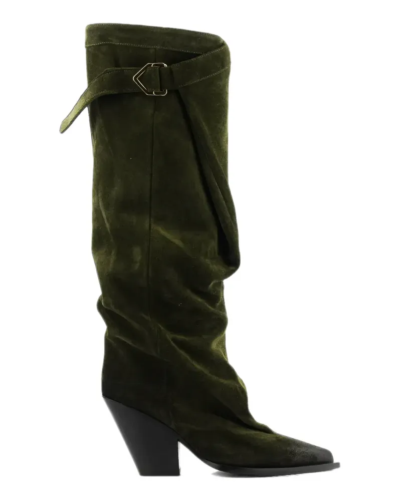 Elena Iachi Slouchy Dream Wildlederstiefel - Grün Grün