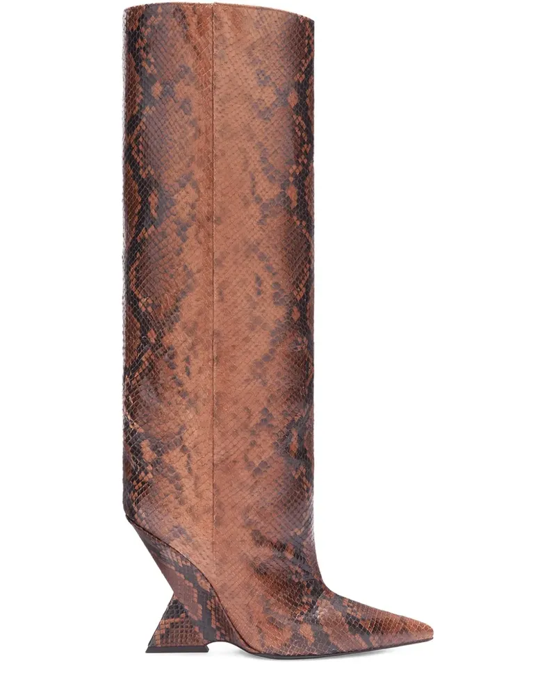 ATTICO 105mm Cheope snakeskin wedge boots - Braun Braun