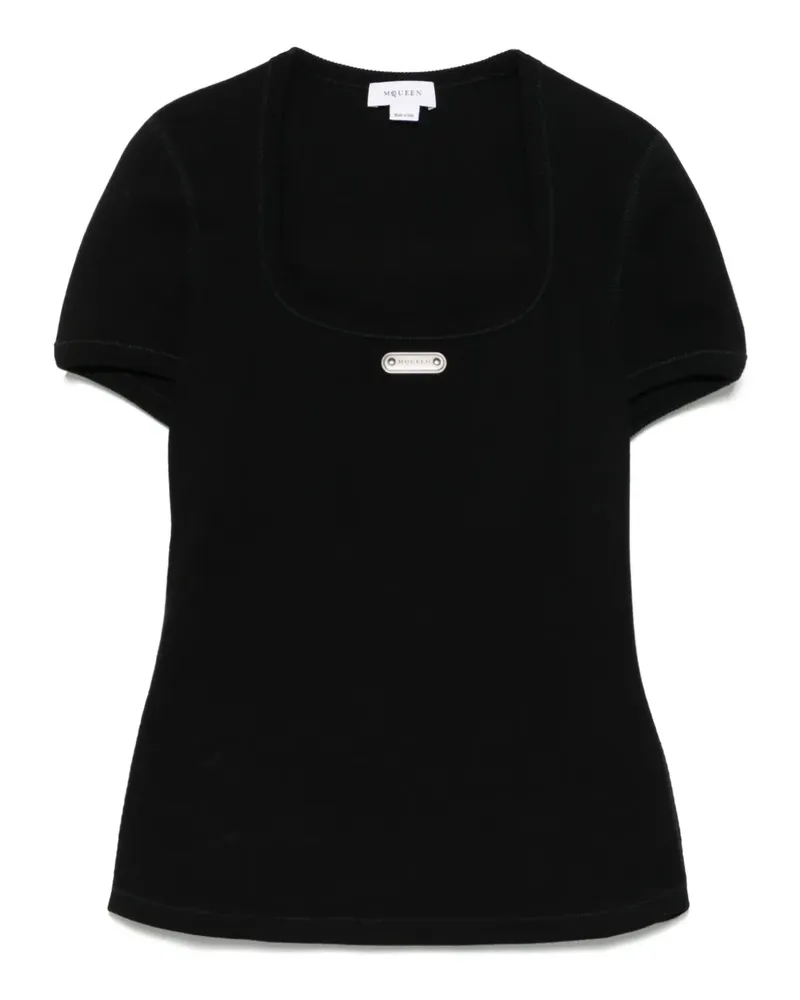 Alexander McQueen T-Shirt mit Logo-Schild - Schwarz Schwarz