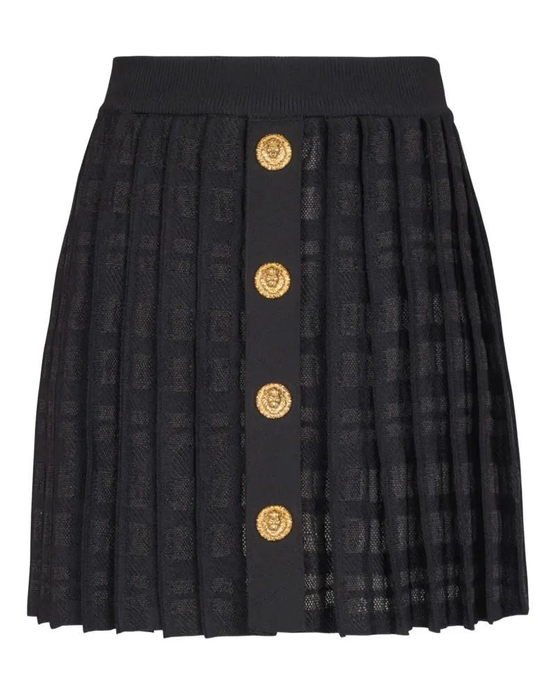 Balmain plaid-check pleated skirt - Schwarz Schwarz