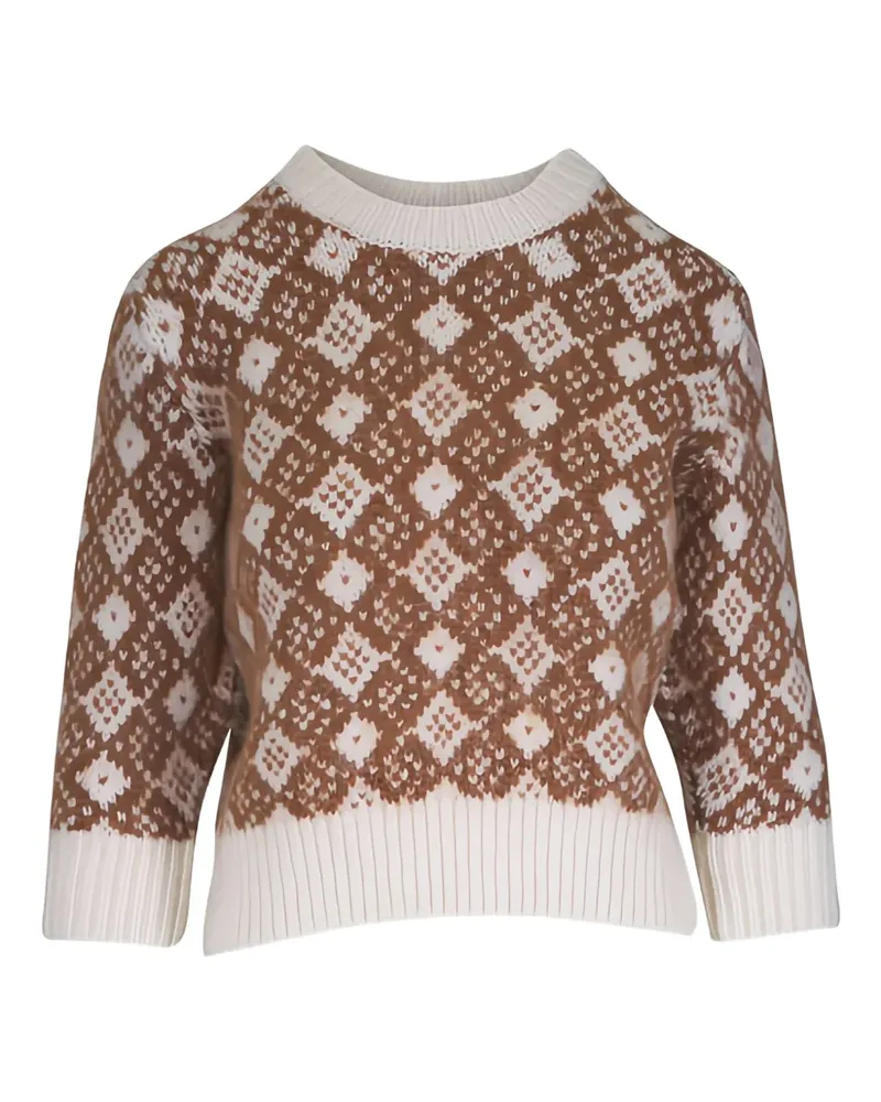 Dorothee Schumacher argyle rew-neck sweater - Braun Braun