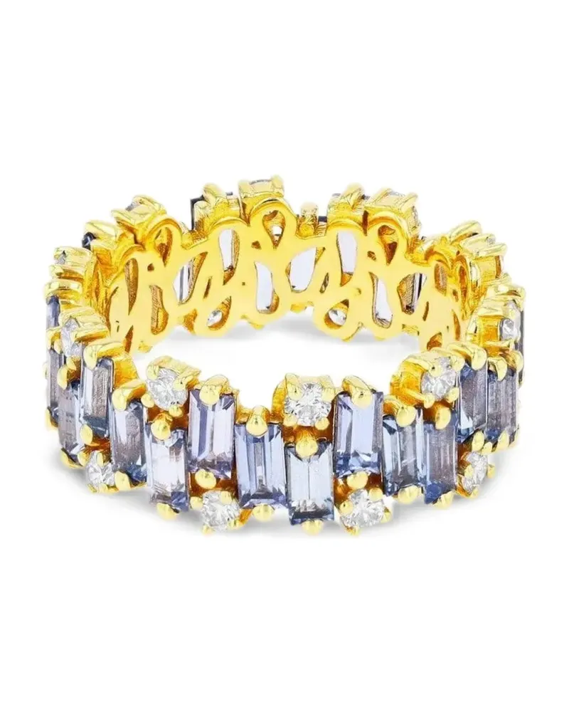 Suzanne Kalan 18kt Gelbgoldring mit Saphir und Diamant - Blau Blau