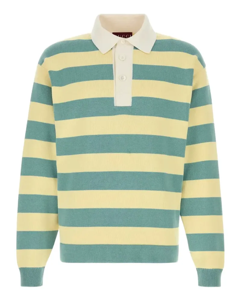 Gucci embroidered striped polo shirt - Blau Blau