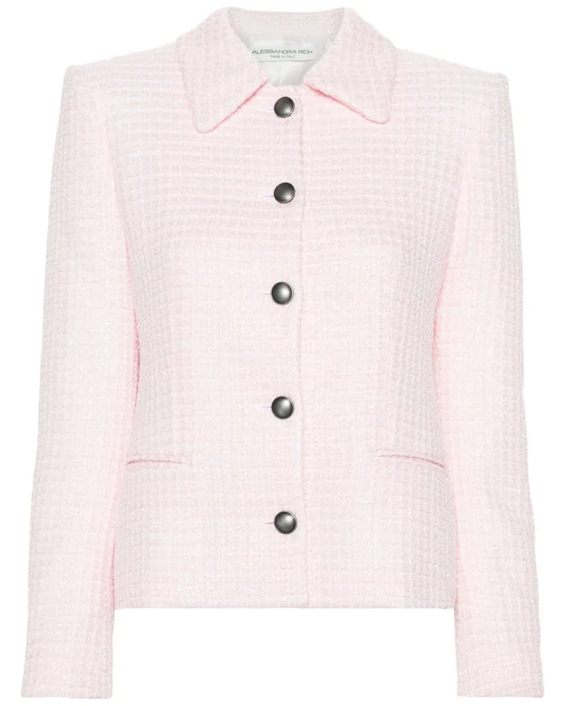 Alessandra Rich Karierter Tweed-Blazer mit Pailletten Rosa