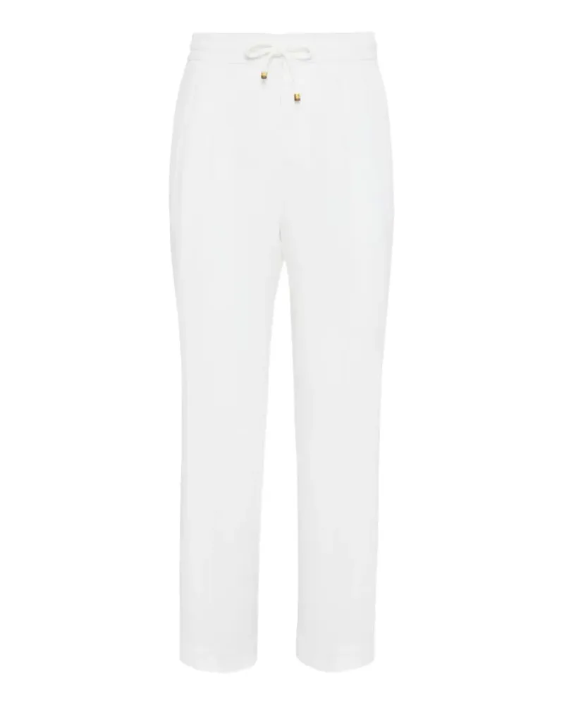 Brunello Cucinelli drawstring-waist relaxed-fit trousers - Weiß Weiß