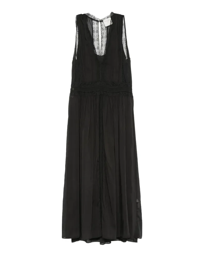 forte_forte Kleid mit Spitzenbesatz - Schwarz Schwarz