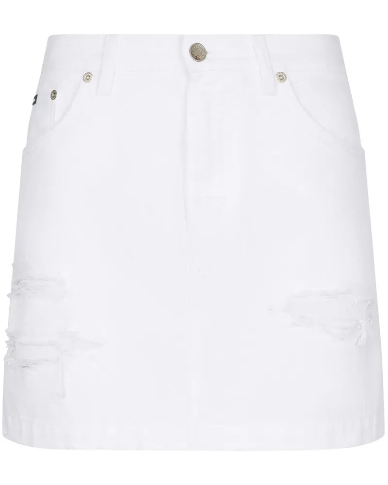 Dolce & Gabbana Jeansrock im Distressed-Look - Weiß Weiß
